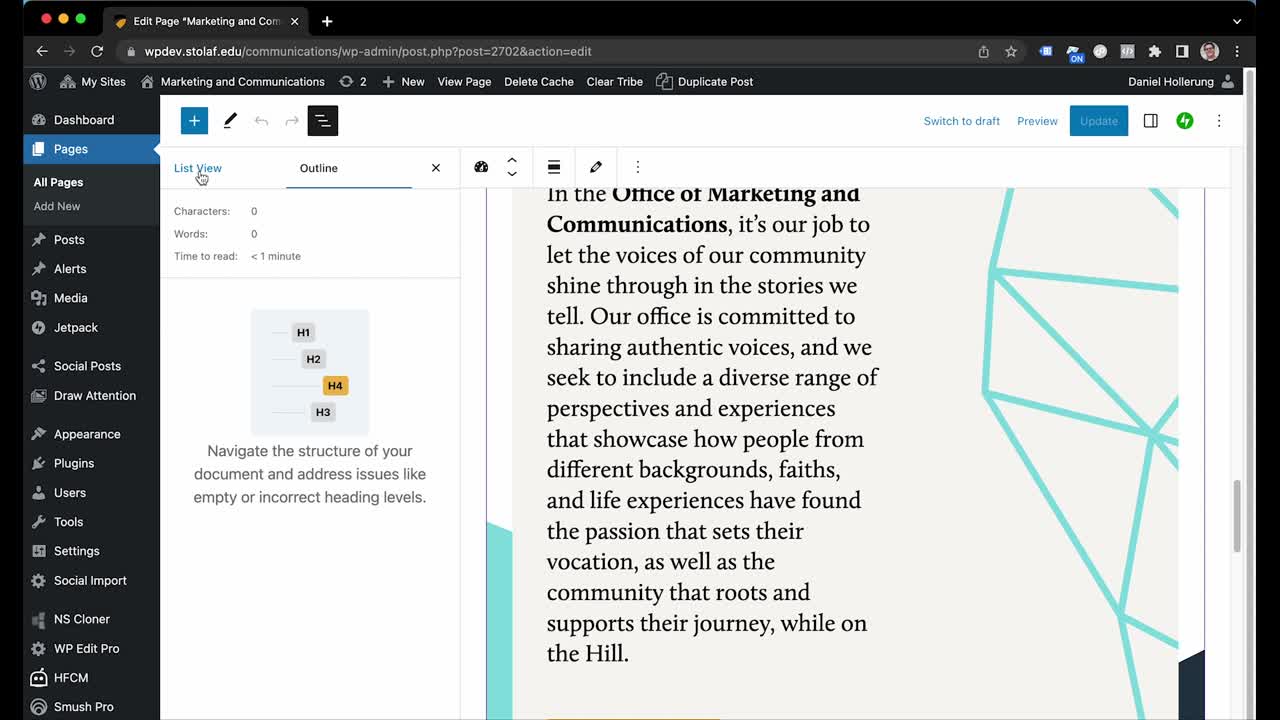 St. Olaf College — WordPress Block Editor